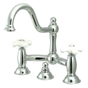 Restoration Bridge 8-in. Widespread 2-Handle Bathroom Faucet in Chrome