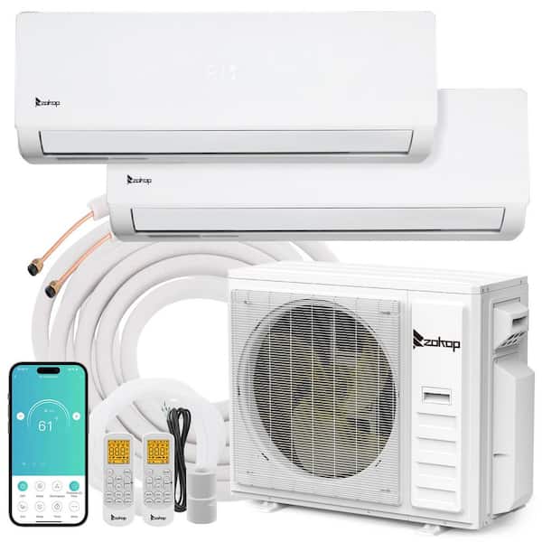 20 SEER2 42,000 BTU 3.5-Ton 2-Zone WiFi Ductless Mini Split Air Conditioner with Heat Pump 24K pLus 24K