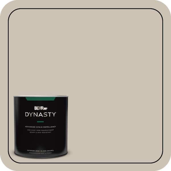BEHR DYNASTY 1 qt. #PPU5-08 Sculptor Clay One-Coat Hide Semi-Gloss Enamel Interior Stain-Blocking Paint & Primer