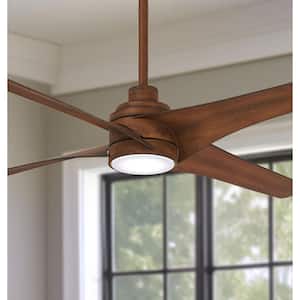 Swept 56 in. Integrated LED Indoor Distressed Koa Ceiling Fan with Light with Remote Control