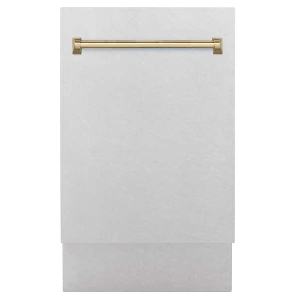 Autograph Edition 18 in. Tallac Top Control Dishwasher with Satin Stainless Steel Panel and Champagne Bronze Handle