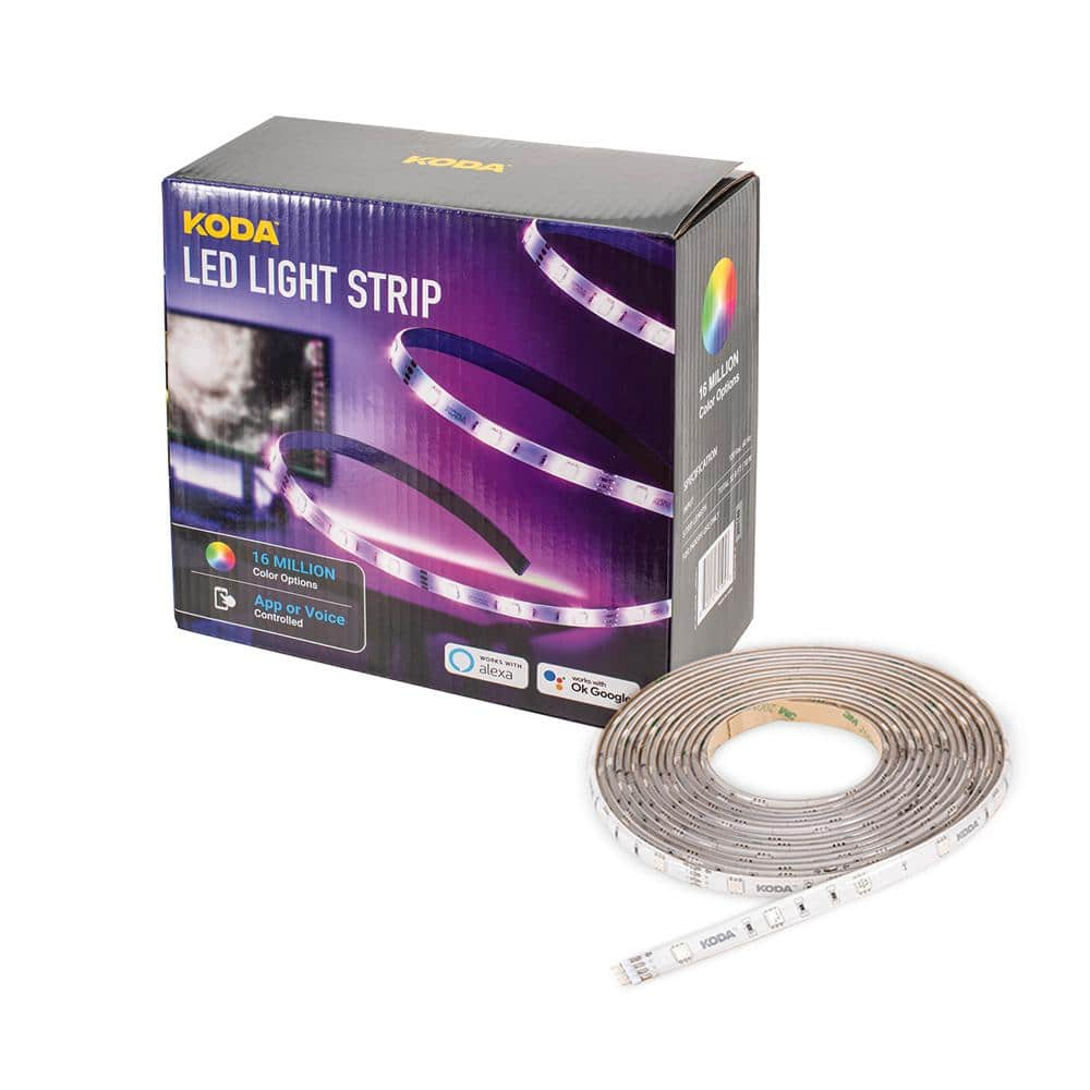 16.4 ft. Smart RGB Color Changing Dimmable LED Strip Light Kit with App Plus Voice Control -  KODA, LM030194-1