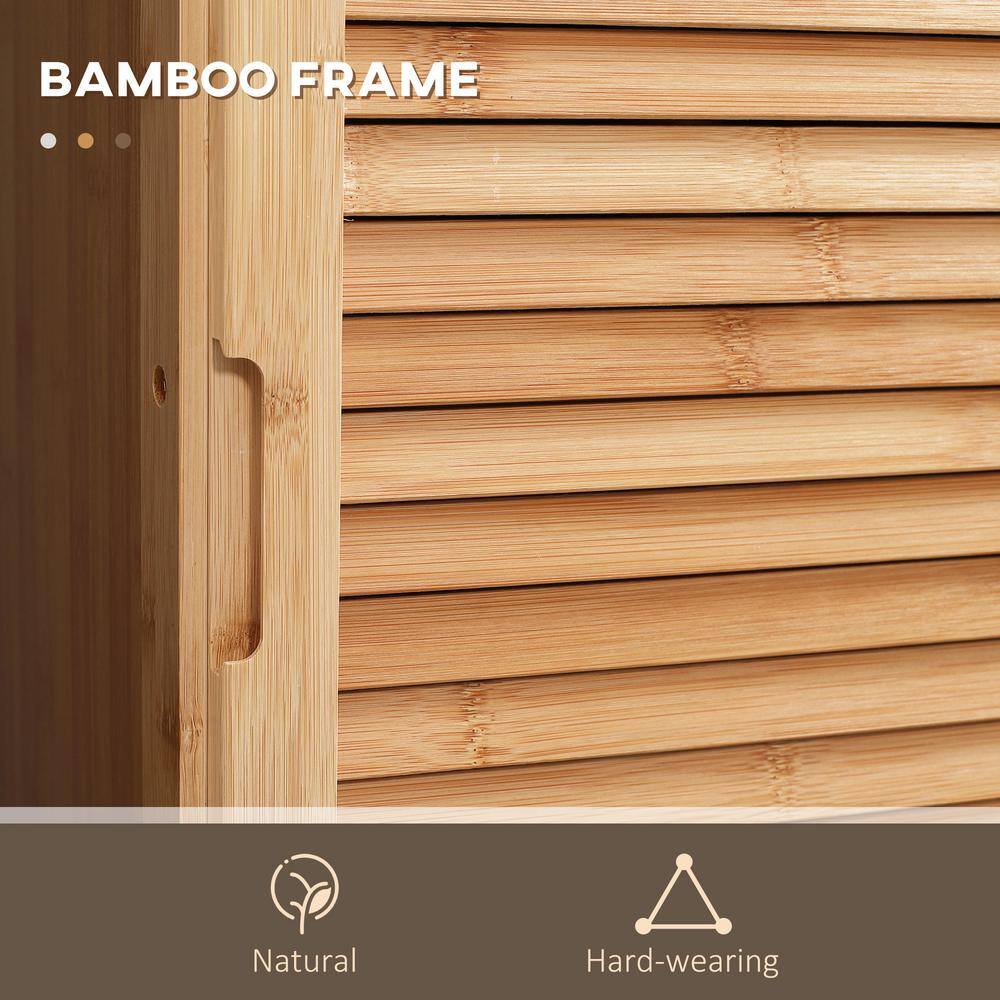 Tall Natural Bamboo Lockable Storage Cabinet with Drawer