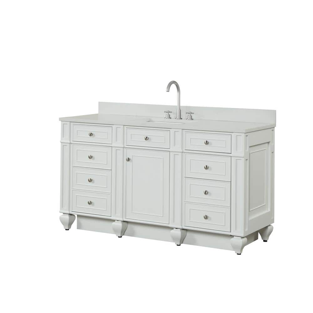 Design Element Winston 60 in. W x 22 in. D Bath Vanity in Ivory White