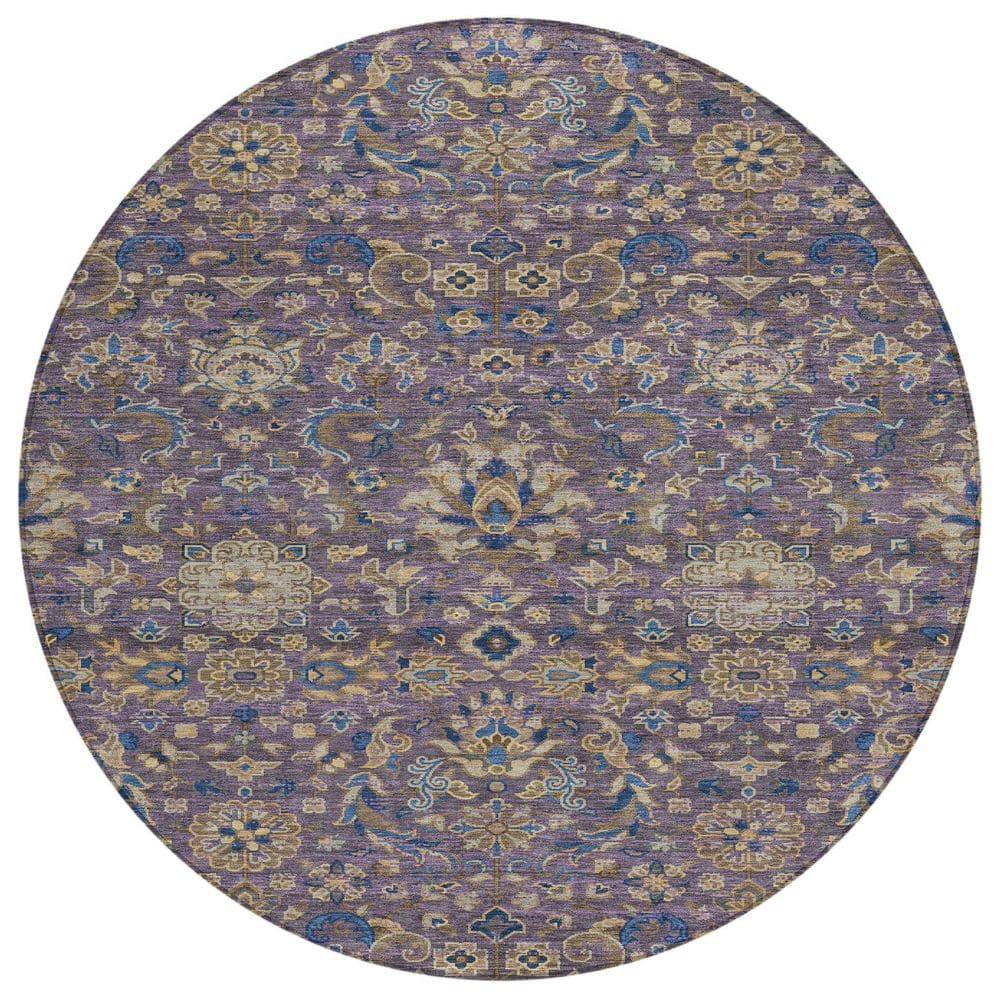 Chantille Machine Washable Indoor/Outdoor Abstract ACN2485 Purple 8 ft. x 8 ft. Round Rug price history on PriceWatchPro