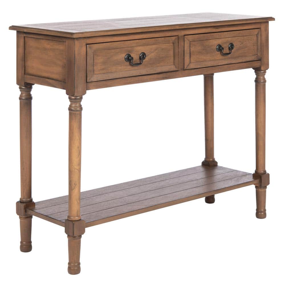 Primrose Warm Brown Wood & Metal Console Table with Storage