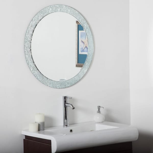 Decor Wonderland 28 in. W x 28 in. H Frameless Round Beveled Edge Bathroom Vanity Mirror in Silver