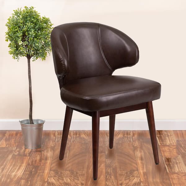 brown leather office guest chair