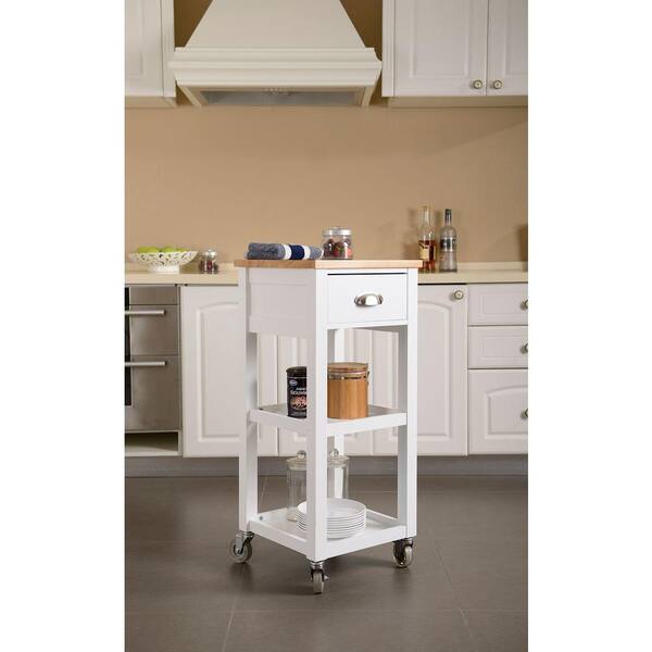 Unbranded White Kitchen Cart with Drawer