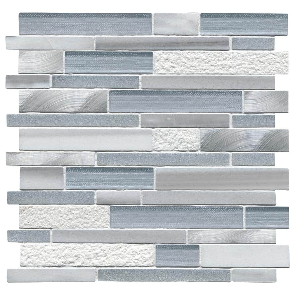 Harlow 12'' x 12'' Gray and White Glass Stone Mosaic Tile