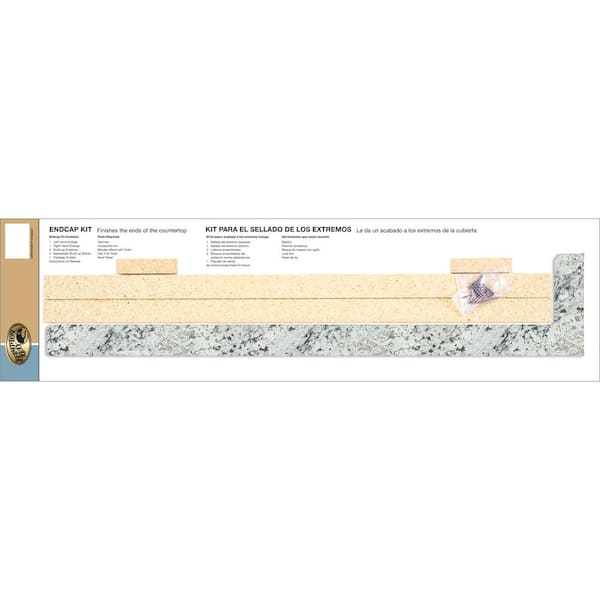 Hampton Bay Laminate Endcap Kit for Countertop with Integrated Backsplash in White Ice Granite Etchings