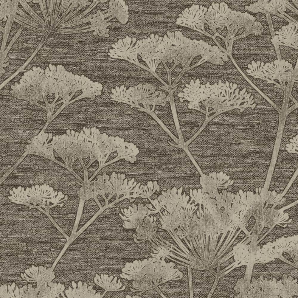 Boutique Indulgence Taupe and Gold Floral Non-Woven Wallpaper