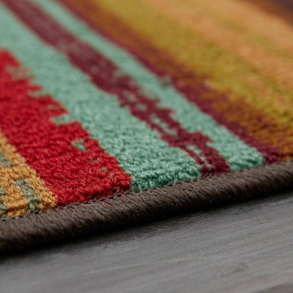 Boho Stripe Multicolor Synthetic 2' x 8' Washable Runner Rug