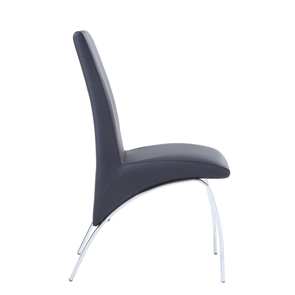 Black Faux Leather Upholstered Side Chair with Chrome Legs