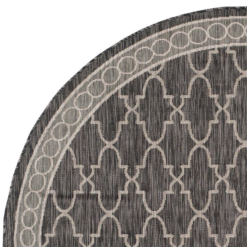 Elegant Non-Slip Black Synthetic 79" Round Area Rug