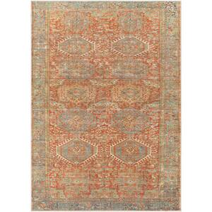 Harrington Red 7 ft. x 9 ft. Traditional Indoor Machine-Washable Area Rug