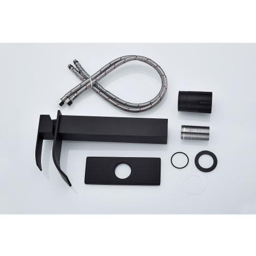 Matte Black Stainless Steel Waterfall Spout Single Handle Bathroom Faucet
