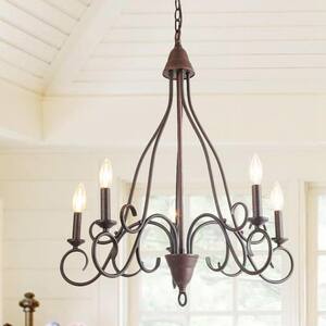 LNC Farmhouse Chandelier Lighting Esquilin 20.5 In. 3-Light Rusted ...