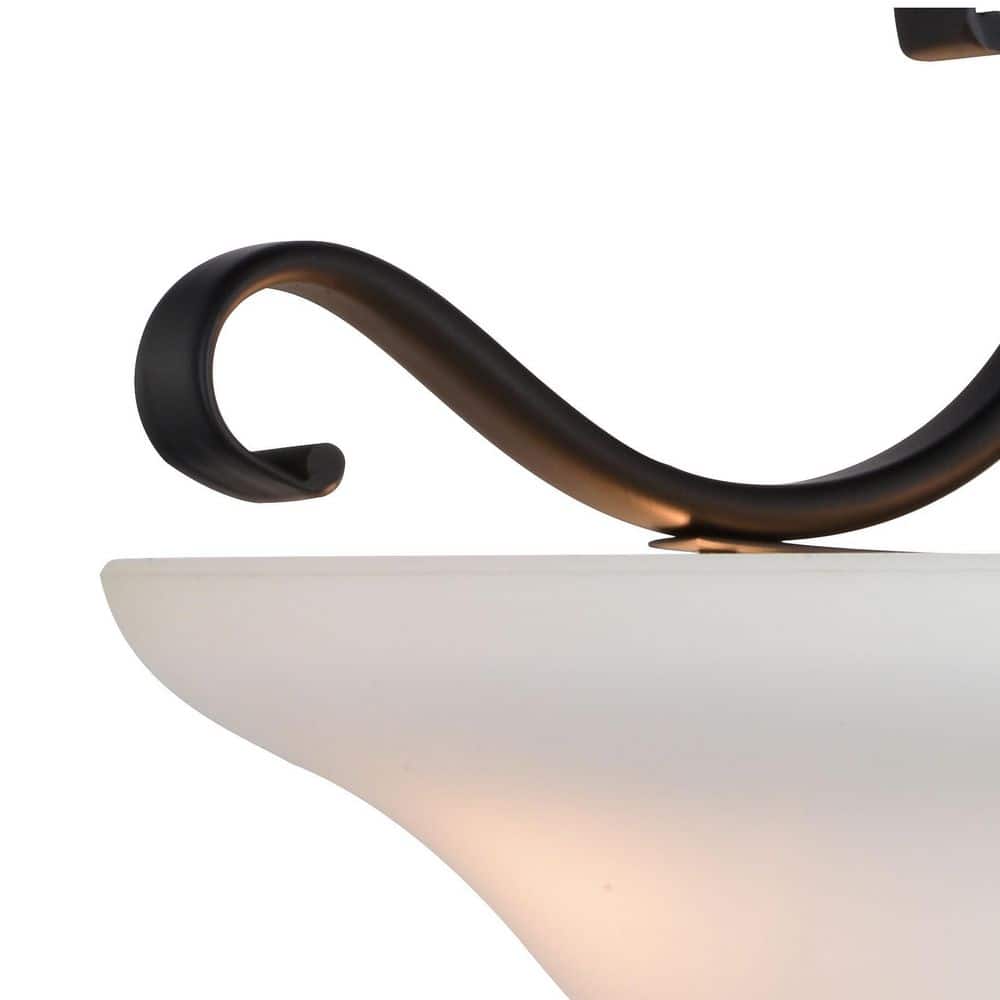 Monrovia 17" Bronze Semi-Flush Mount Ceiling Light with White Glass