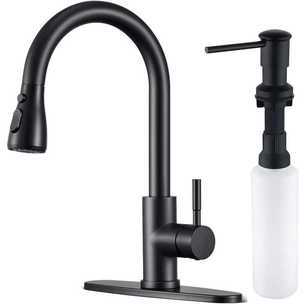 APPASO Square Kitchen Faucet Black, S304 Stainless Steel Modern Sink Faucets With Pull Out Sprayer 2 Modes, Single Handle Faucet Kitchen For RV Bar Sink - View #8