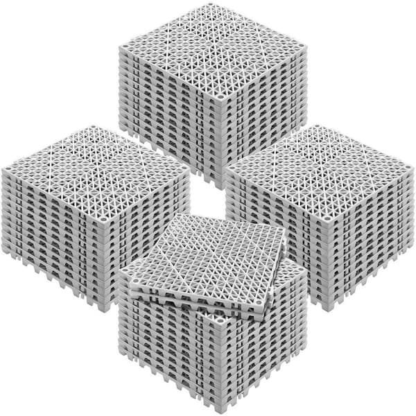 Interlocking Tile 50PCS Gray, Drainage Tiles 12 in. x 12 in. x 0.6 in. T PVC Interlocking Drainage Floor Tiles 50 sq.ft