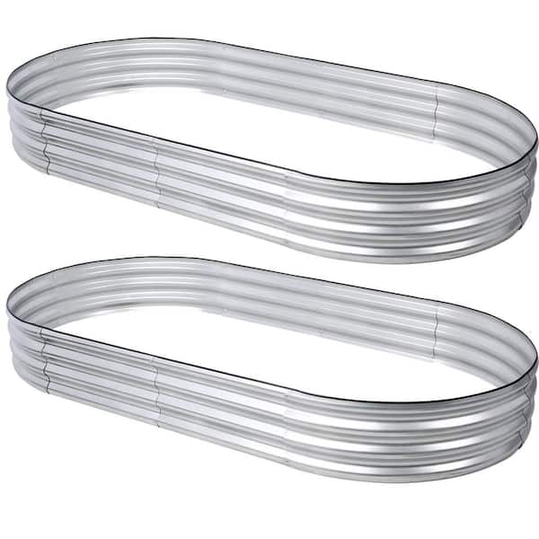 TIRAMISUBEST 71.3 in. L x 35.8 in. W x 12.2 in. H Oval Planter Bed Steel Sheet Raised Garden Bed Planter (2-Pieces)