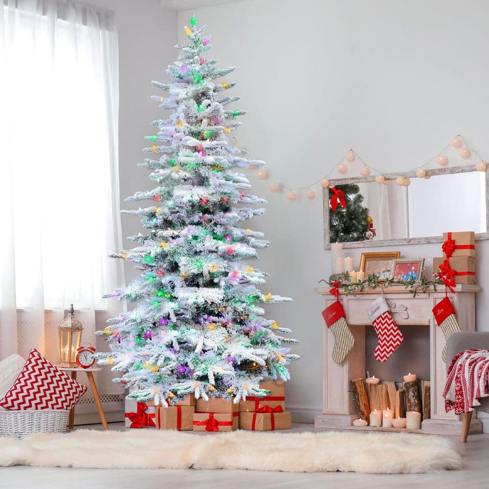 Fraser Hill Farm 10-Ft Pre-Lit Mountain Pine Snow Flocked