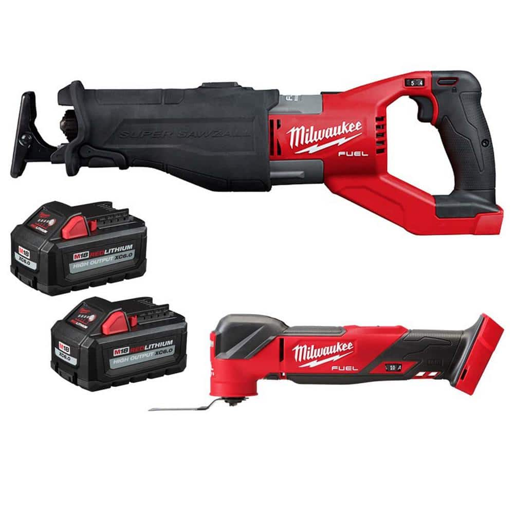 Milwaukee M18 FUEL 18V Lith-Ion Brushless Cordless Super SAWZALL Reciprocating Saw w/Multi-Tool & (2) High Output 6.0Ah Battery