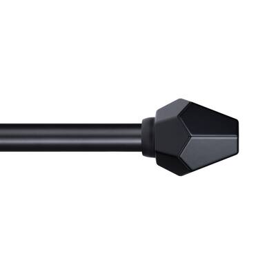 Classic Geode 72 in. - 144 in. Single Curtain Rod in Matte Black with Finial