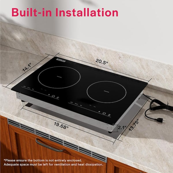 Portable 20.5 in. Induction Electric Cooktop in Black with 2 Elements