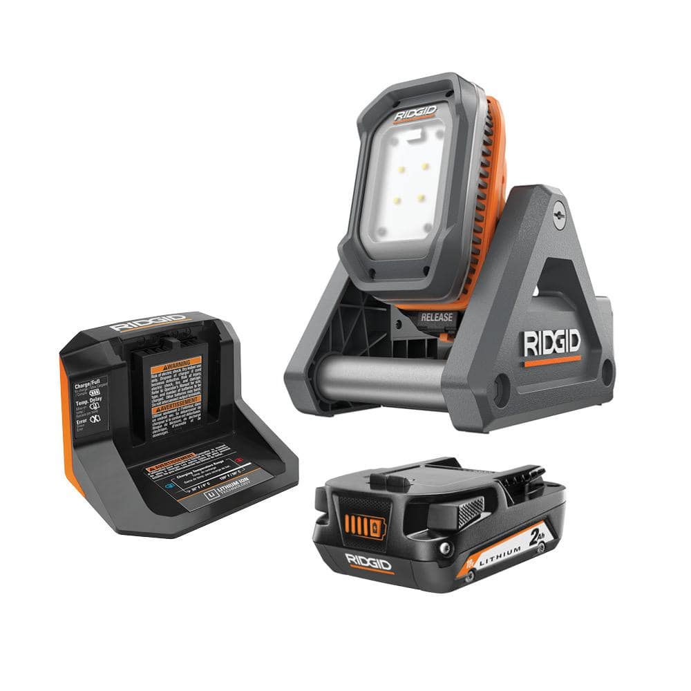 RIDGID 18V Cordless Flood Light Kit with Detachable Light with 2.0 Ah Lithium-Ion Battery and Charger -  R8694620KSBN