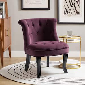 Jane Modern Purple Velvet Tufted Accent Armless Side Chair