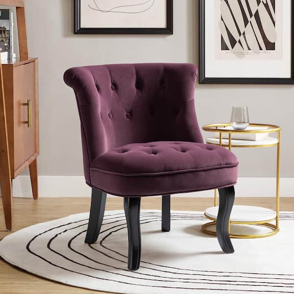 JAYDEN CREATION Jane Modern Purple Velvet Tufted Accent Armless Side Chair