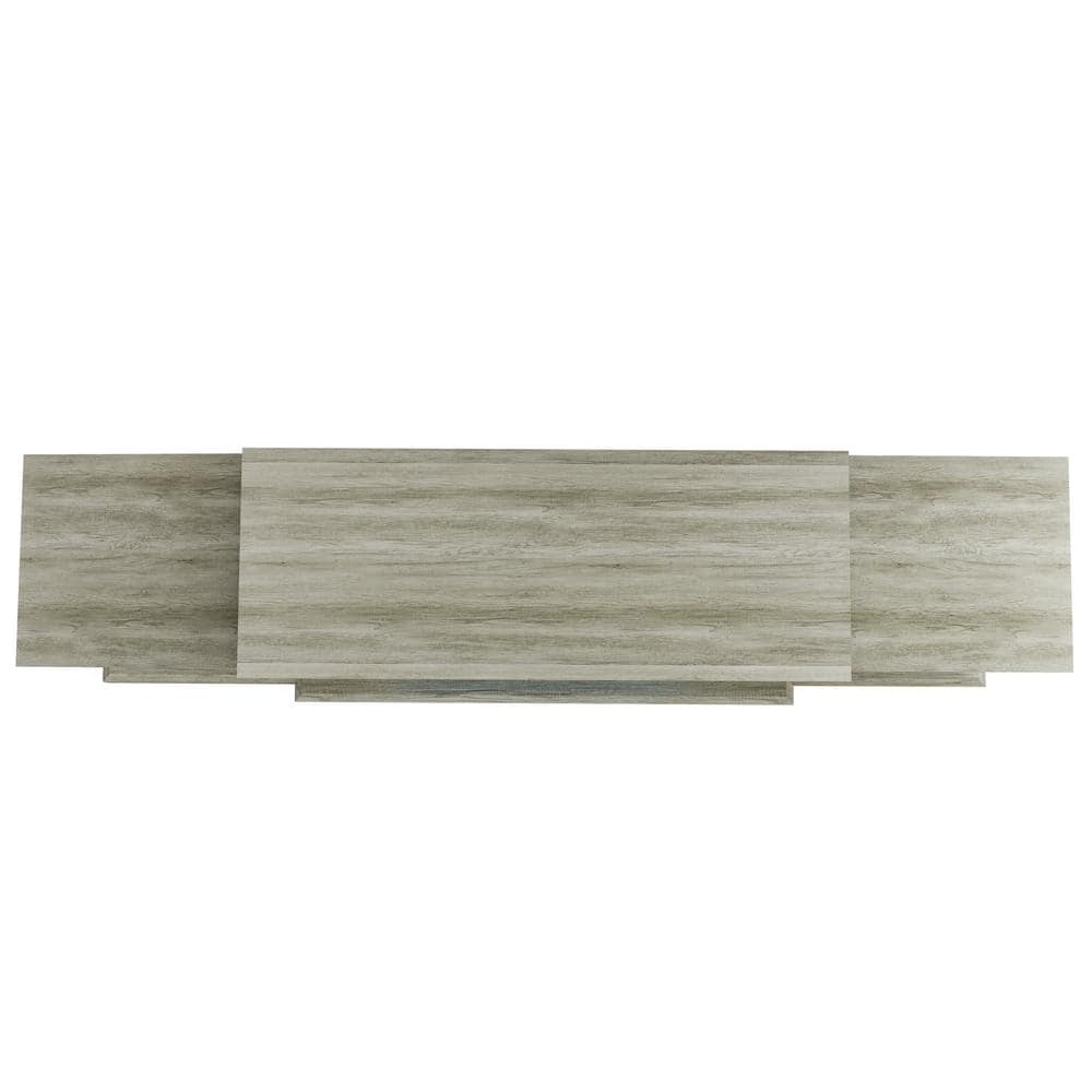 Gray Farmhouse TV Stand with Electric Fireplace and Cabinets