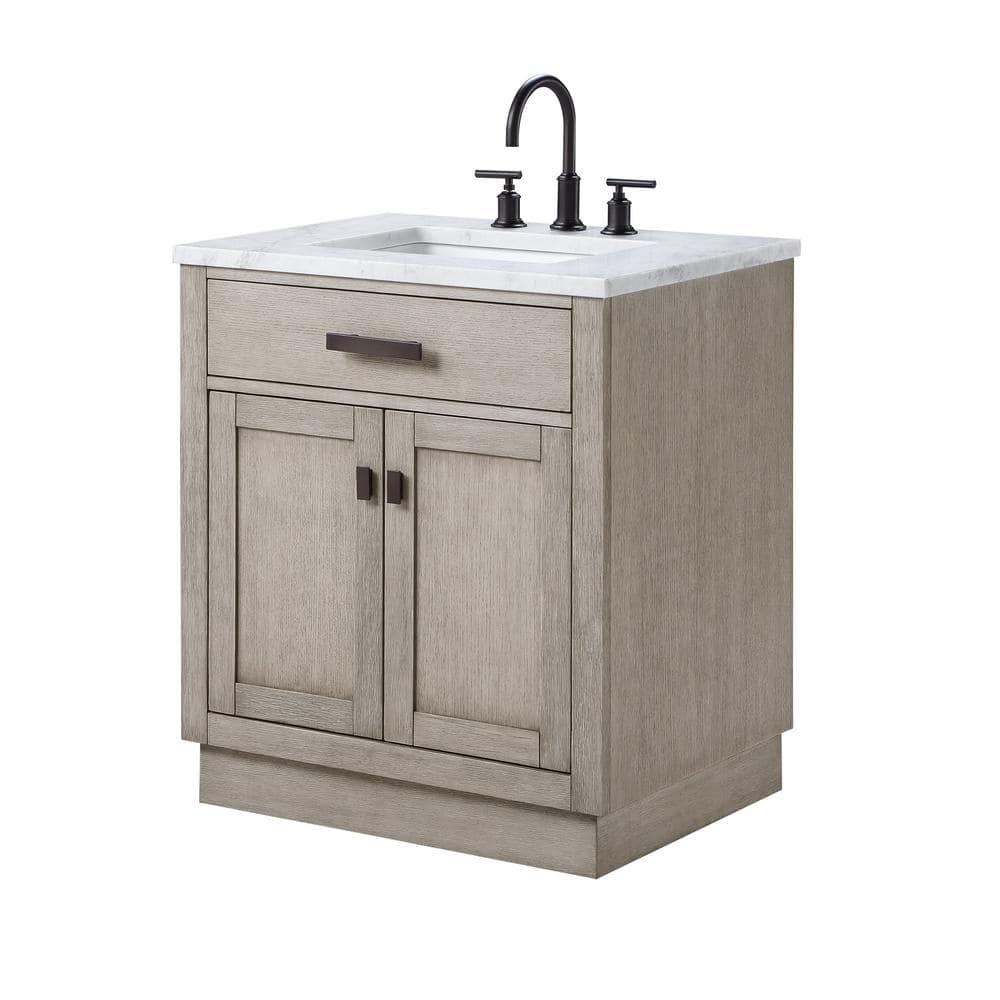 Chestnut 30'' Grey Oak Single Sink Bathroom Vanity with Bronze Hardware