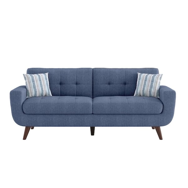 EVERGLADE HOME Laguna 83.5 in. W Square Arm Fabric Straight Sofa in Blue