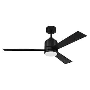 McCoy 52 in. Indoor Flat Black Finish Ceiling Fan and Integrated LED Light Kit with 4-Speed Control Included