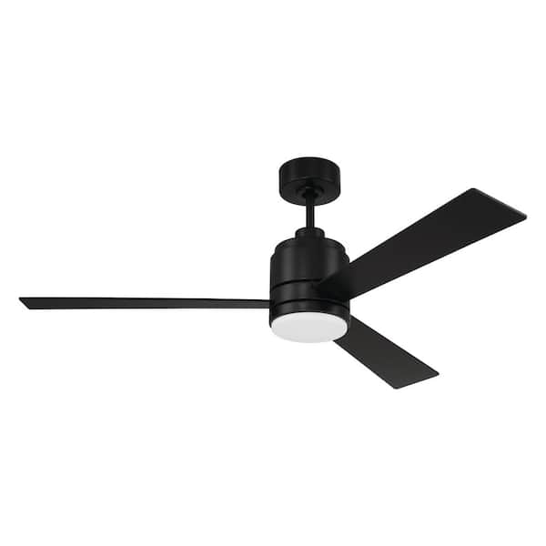 CRAFTMADE McCoy 52 in. Indoor Flat Black Finish Ceiling Fan and Integrated LED Light Kit with 4-Speed Control Included