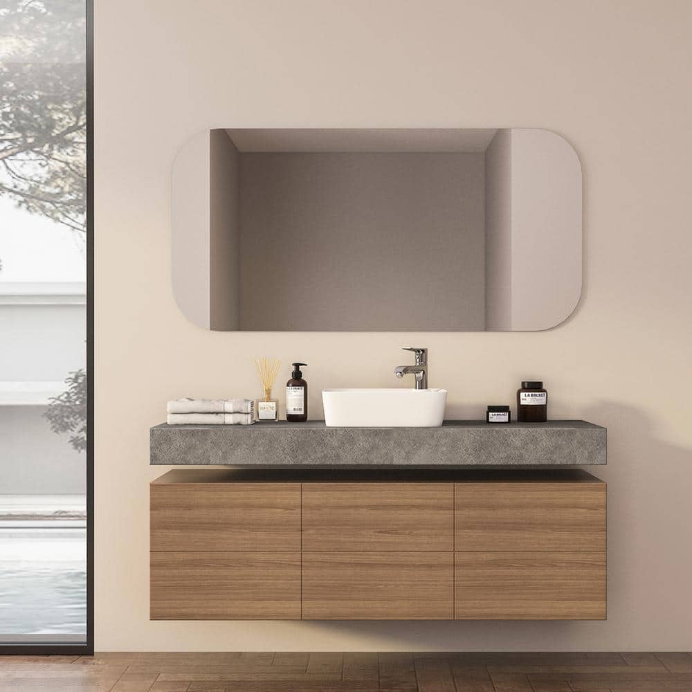 Altair 17'' White Ceramic Square Bathroom Sink with Overflow