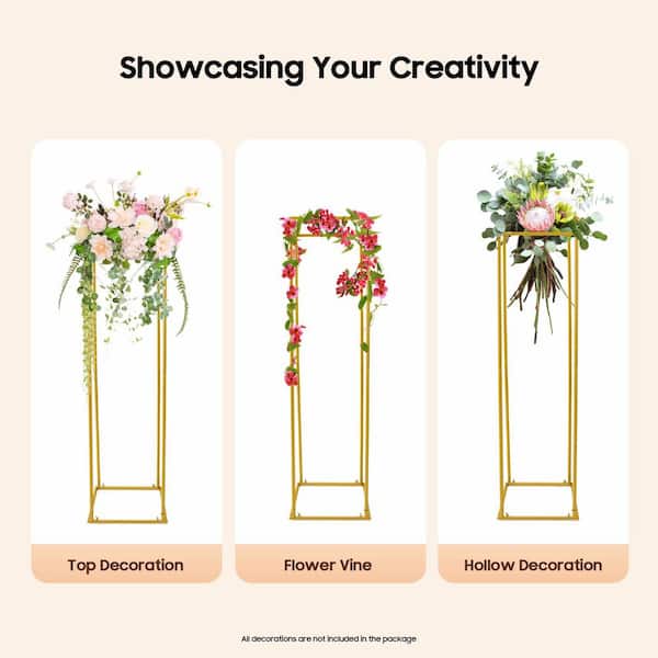 YIYIBYUS 73 in. Tall Indoor/Outdoor Gold Metal Column Flower Plant