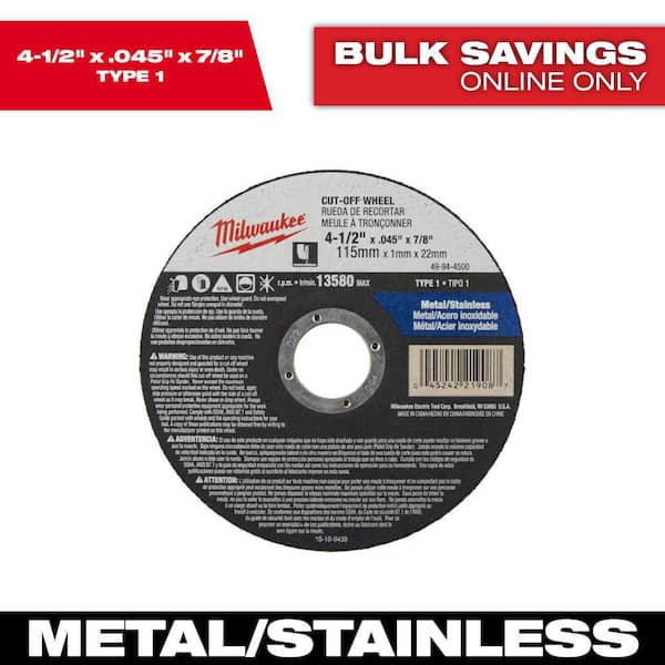 4-1/2 in. x 0.045 in. x 7/8 in. Cut-Off Wheel (Type 1)