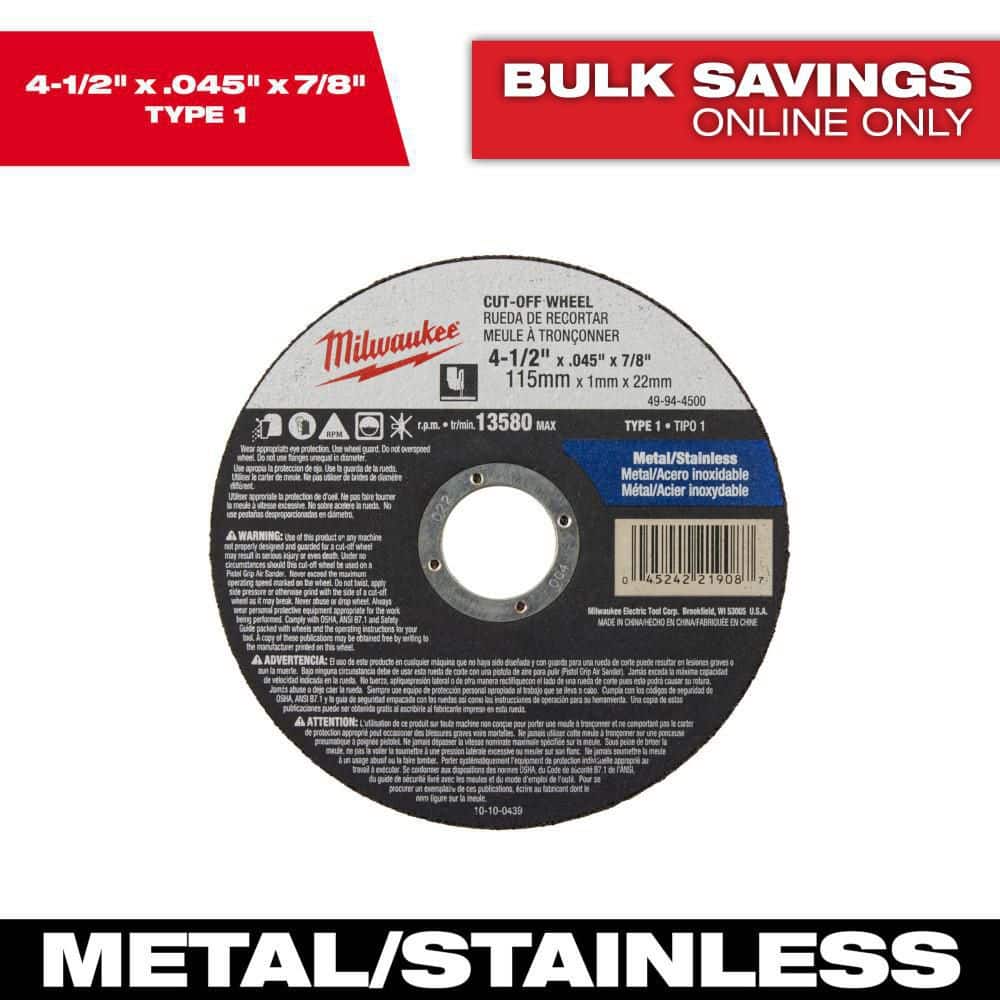 4-1/2 in. x 0.045 in. x 7/8 in. Cut-Off Wheel (Type 1) price history on PriceWatchPro