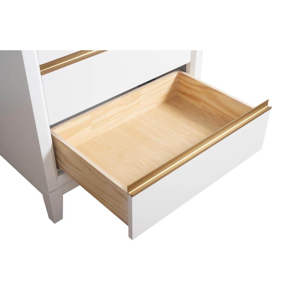 White Poplar Wood Single Bathroom Vanity with Marble Top