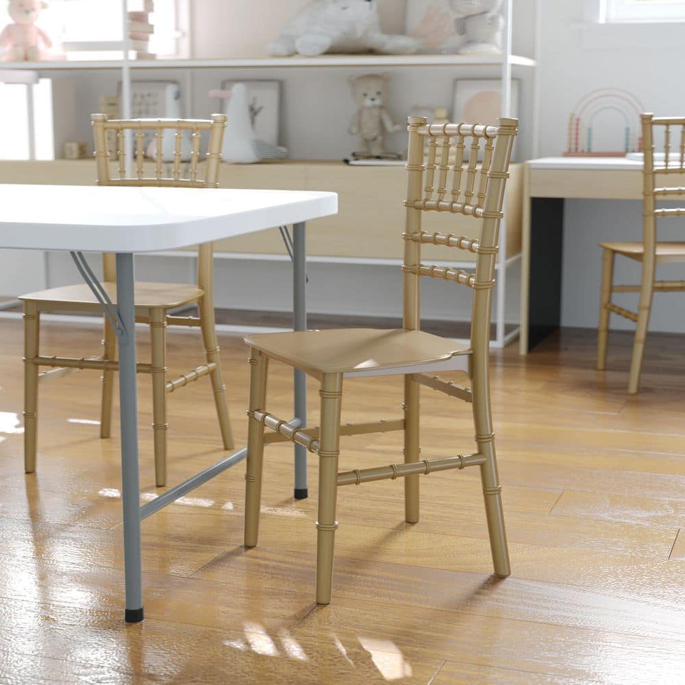 Hercules Gold Resin Party and Event Chiavari Kids Dining Chair for Commercial and Residential Use