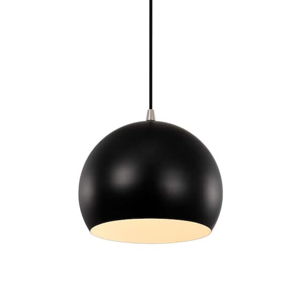 Edvivi 1-Light Matte Black and Brushed Nickel Pendant Light with Metal Shade