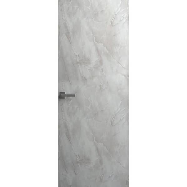 36 in. x 80 in. Unassembled Left-Hand/Inswing Wood Pietra Color Flush Mount Hidden Door with Silver Hinge Finish