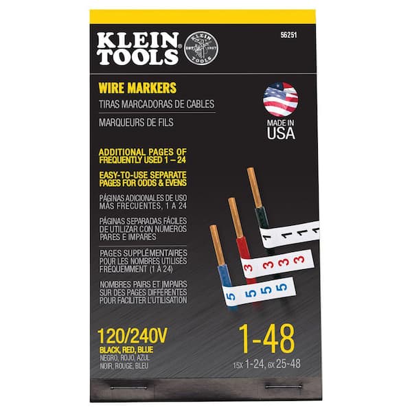 Klein Tools Wire Marker Book 120/240V 3 Phase 1-48