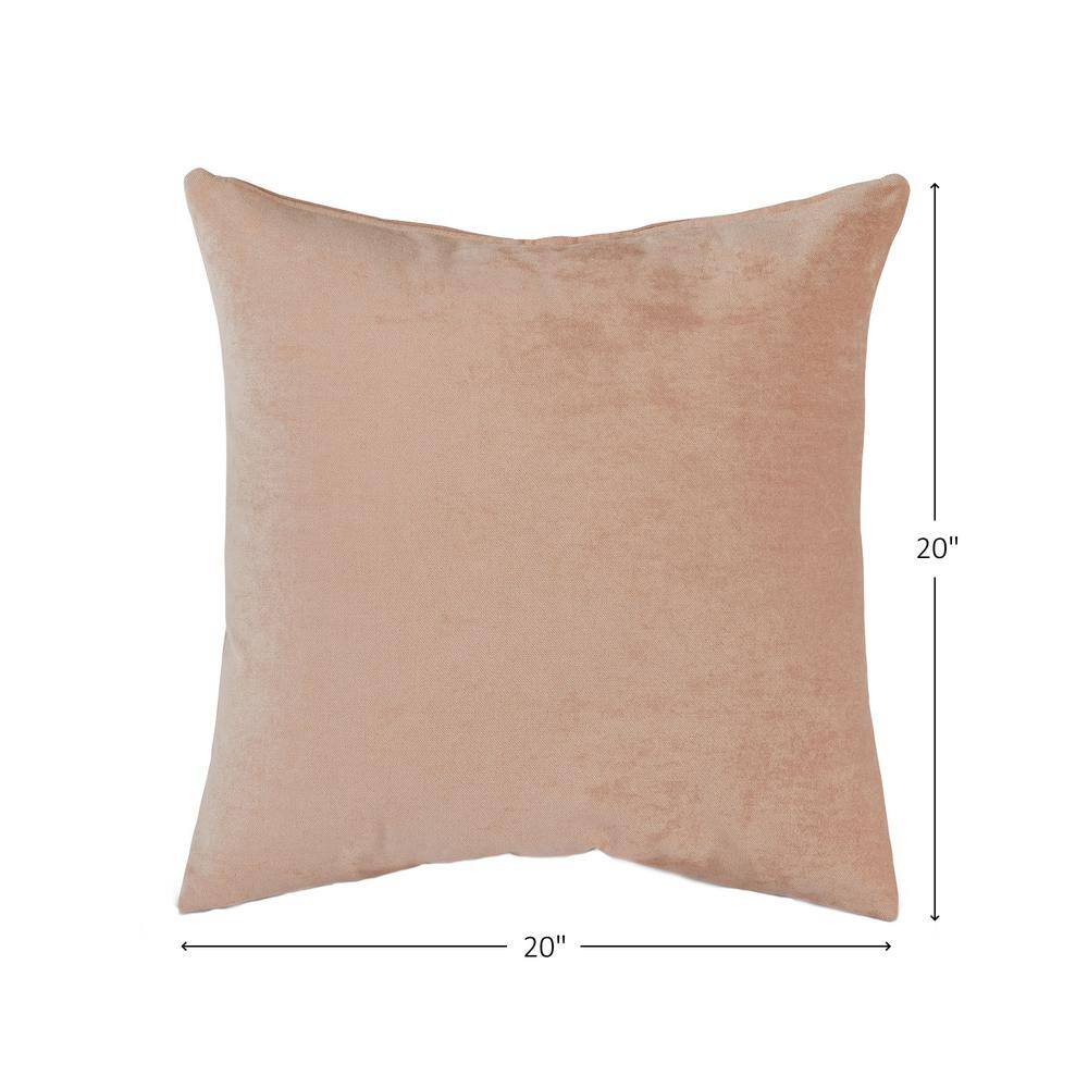 Sugar Beige Velvet 20" Square Throw Pillow