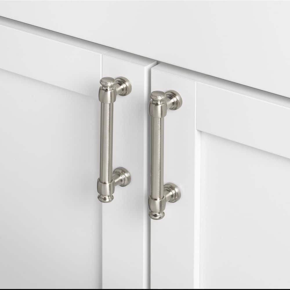 Satin Nickel Modern Bar Cabinet Pull with Mounting Hardware