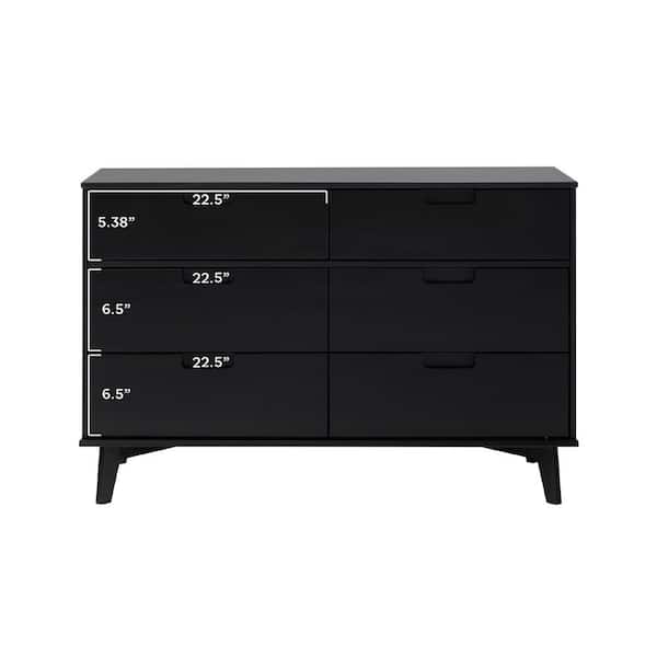 Sloane Mid-Century Modern Black 6-Drawer 52 in. Solid Wood Dresser Sloane Mid-Century Modern Black 6-Drawer 52 in. Solid Wood Dresser